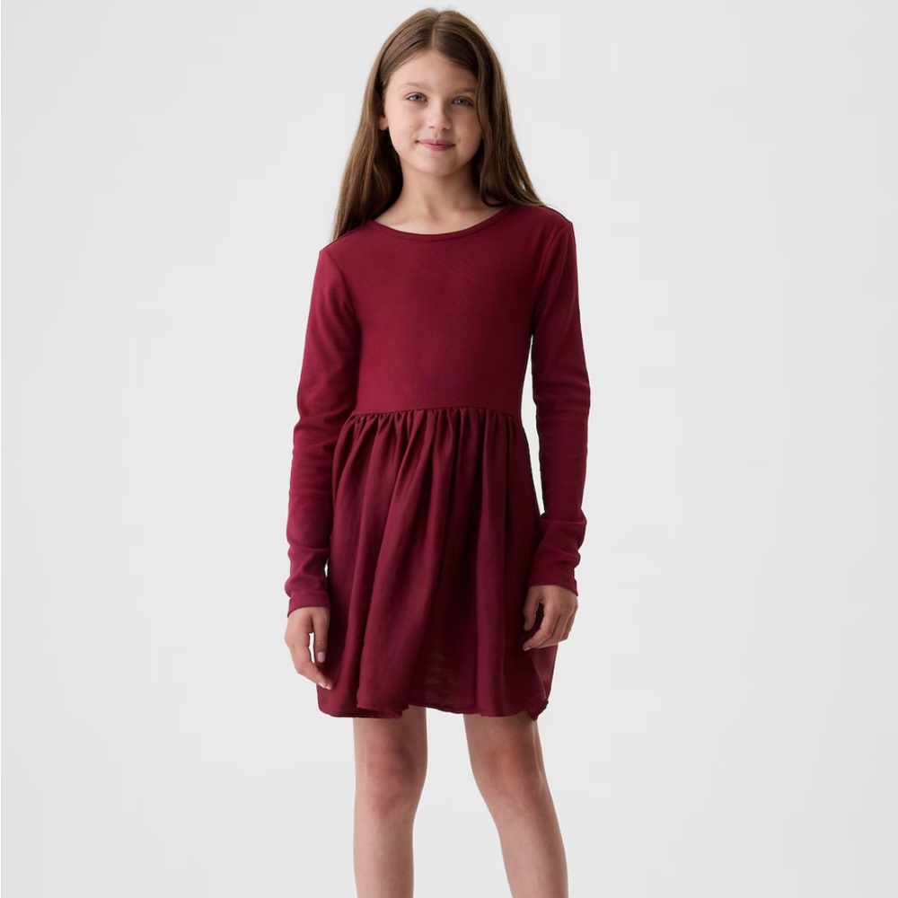 Gap Kids Girls Mixed Media Satin Dress